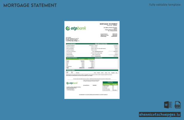 Moldova OTP Bank Hypothekenabrechnung Word- und PDF-Beispielvorschau